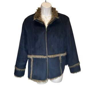 Vintage faux suede and faux fur jacket Penny lane women’s petite large